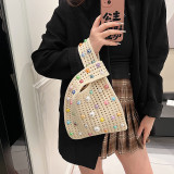 Sweet Solid Patchwork Pearl Bags