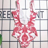 Sexy Vacation Letter Print Patchwork Swimwears