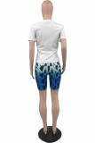Casual Street Print Letter O Neck Short Sleeve Two Pieces