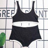 Casual Vacation Letter Patchwork Swimwears