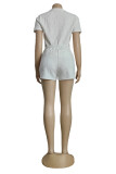 Casual Letter Embroidered Three-dimensional Pattern O Neck Short Sleeve Two Pieces