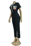 Casual Street Plaid Pocket Patchwork O Neck Loose Jumpsuits