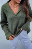 Casual Solid Patchwork Turndown Collar Tops Sweater