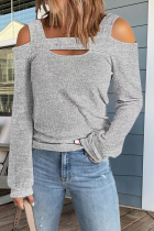 Casual Solid Patchwork Square Collar Tops