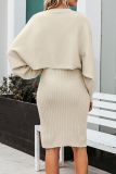 Casual Solid Patchwork O Neck Long Sleeve Two Pieces