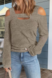 Casual Solid Patchwork Square Collar Tops