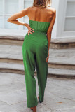Casual Solid Bandage Patchwork Strapless Straight Jumpsuits