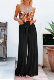 Casual Solid Patchwork Loose Mid Waist Speaker Solid Color Bottoms