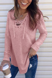 Fashion Casual Adult Solid Patchwork V Neck Tops
