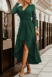 Celebrities Elegant Patchwork Lace Solid Color V Neck A Line Dresses