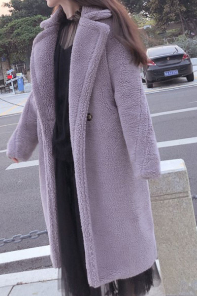 Casual Solid Split Joint Buttons Turn-back Collar Outerwear