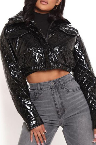 Casual Solid Split Joint Buckle Turtleneck Outerwear
