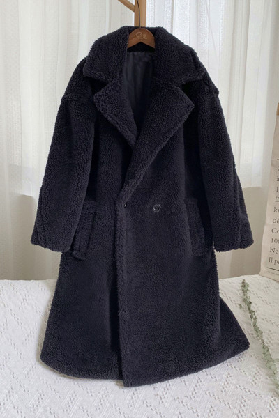 Casual Solid Split Joint Buttons Turn-back Collar Outerwear