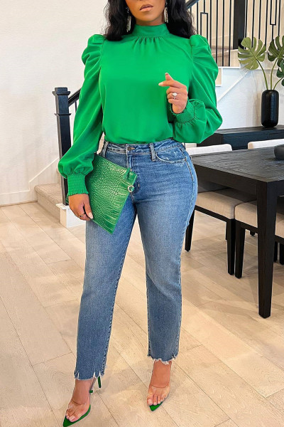 Fashion Casual Solid Basic Turtleneck Tops