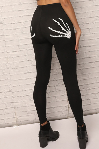 Street Print Ripped Patchwork Regular Mid Waist Pencil Positioning Print Bottoms