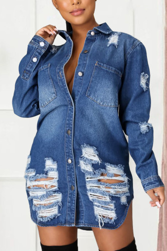 Street Geometric Turndown Collar Outerwear