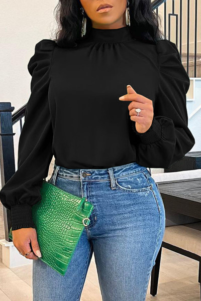 Fashion Casual Solid Basic Turtleneck Tops