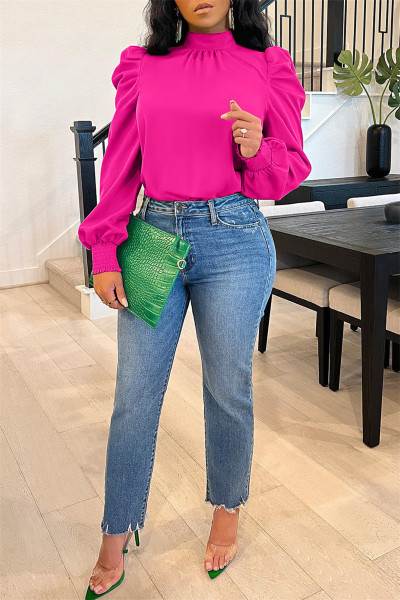 Fashion Casual Solid Basic Turtleneck Tops