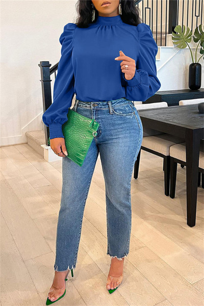 Fashion Casual Solid Basic Turtleneck Tops