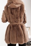 Casual Solid Patchwork Hooded Collar Outerwear