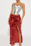 Sexy Solid Patchwork High Opening Straight Mid Waist Straight Else Bottoms