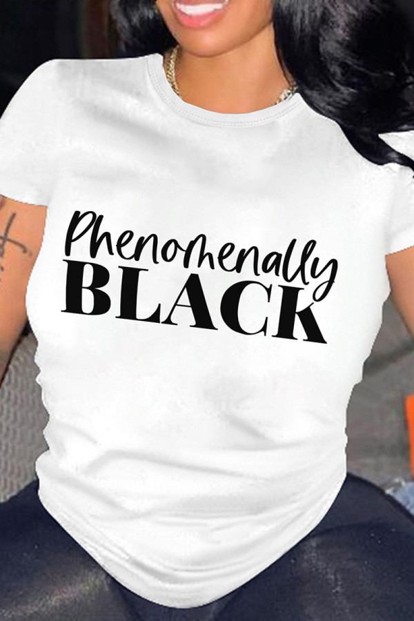 Casual Print Patchwork O Neck T-Shirts