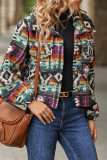 Casual Print Basic Turndown Collar Outerwear