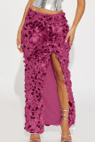 Sexy Solid Patchwork High Opening Straight Mid Waist Straight Else Bottoms