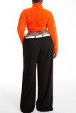Elegant Solid Patchwork Pocket Buttons Straight Low Waist Straight Patchwork Bottoms