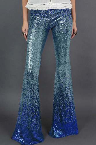 Casual Gradual Change Sequins Patchwork Skinny High Waist Conventional Patchwork Trousers