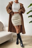 Casual Solid Patchwork Cardigan Turndown Collar Outerwear