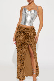 Sexy Solid Patchwork High Opening Straight Mid Waist Straight Else Bottoms