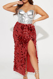 Sexy Solid Patchwork High Opening Straight Mid Waist Straight Else Bottoms