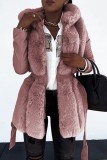 Casual Solid Patchwork Hooded Collar Outerwear