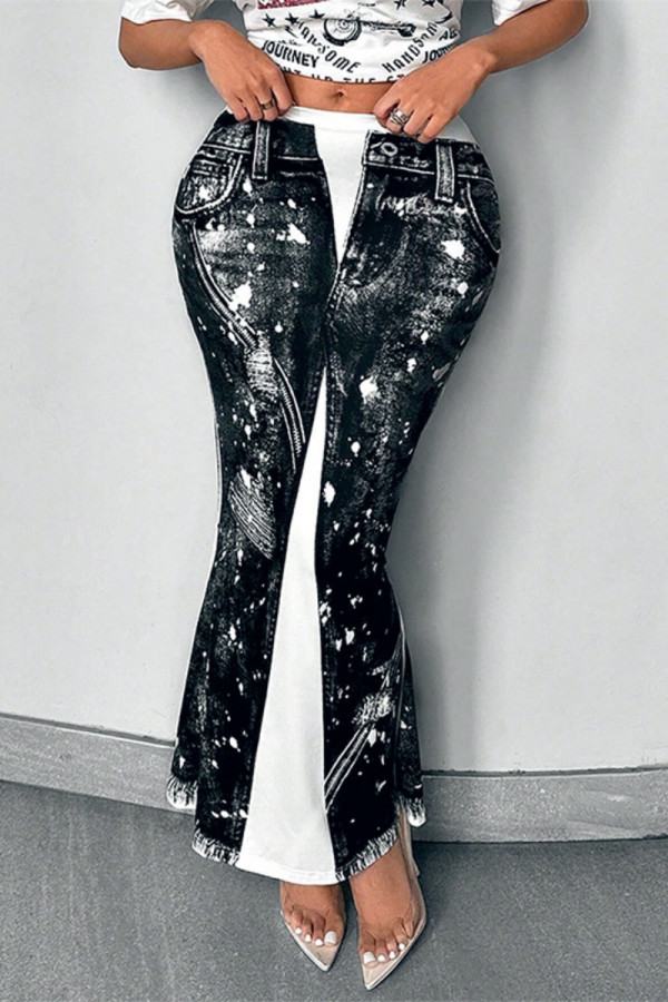 Casual Print Basic Skinny High Waist Conventional Positioning Print Bottoms