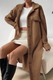 Casual Solid Patchwork Cardigan Turndown Collar Outerwear