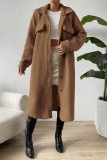 Casual Solid Patchwork Cardigan Turndown Collar Outerwear