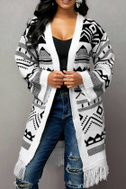 Casual Jacquard Tassel Cardigan Outerwear