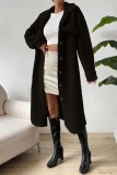 Casual Solid Patchwork Cardigan Turndown Collar Outerwear