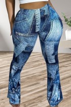 Casual Print Basic Regular High Waist Conventional Full Print Trousers