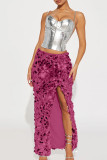 Sexy Solid Patchwork High Opening Straight Mid Waist Straight Else Bottoms