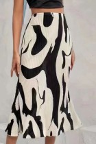 Casual Print Basic Regular High Waist Conventional Full Print Skirt