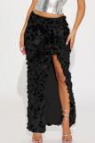 Sexy Solid Patchwork High Opening Straight Mid Waist Straight Else Bottoms
