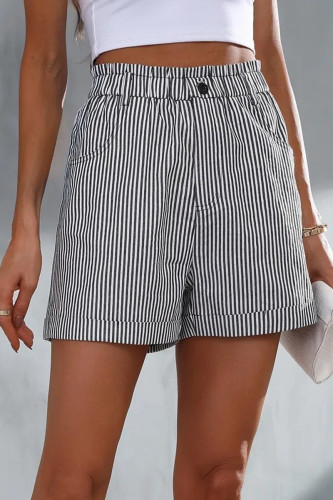 Casual Striped Pocket Straight Full Print Bottoms