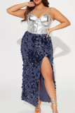 Sexy Solid Patchwork High Opening Straight Mid Waist Straight Else Bottoms
