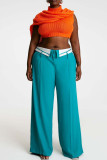Elegant Solid Patchwork Pocket Buttons Straight Low Waist Straight Patchwork Bottoms
