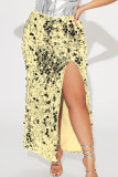 Sexy Solid Patchwork High Opening Straight Mid Waist Straight Else Bottoms