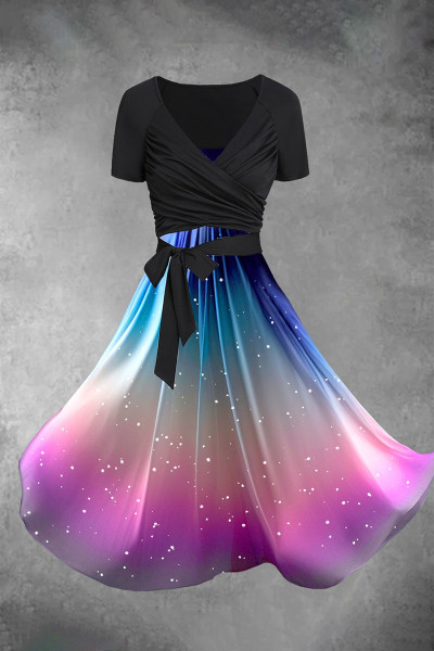 Women's Summer Gradient Art Design Two Piece Dress
