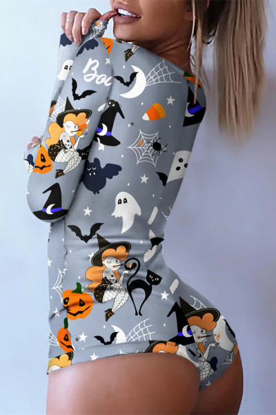 Casual Living Print Patchwork V Neck Skinny Romper