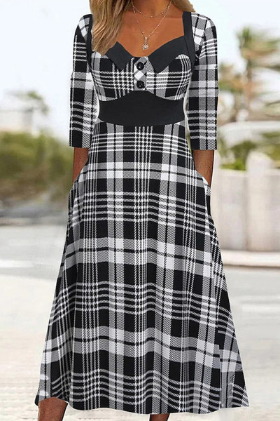 Casual Plaid Frenulum A Line Dresses